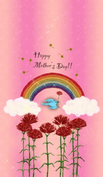 [LINE着せ替え] お母さんありがとう✴︎開運✴︎虹と青い鳥の画像1