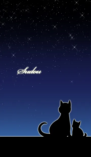 [LINE着せ替え] すどう★猫の親子と夜空の画像1