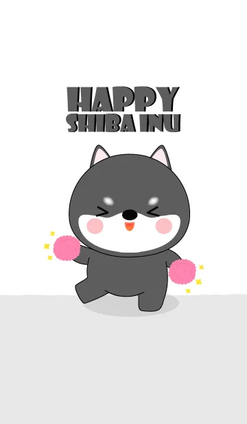 [LINE着せ替え] Happy Black Shiba Inu Theme (jp)の画像1