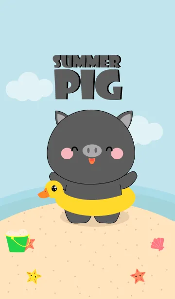 [LINE着せ替え] Summer Black Pig (jp)の画像1