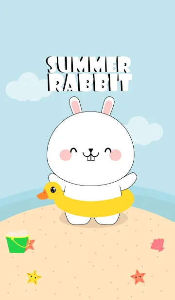 [LINE着せ替え] Summer Cute White Rabbit (jp)の画像1