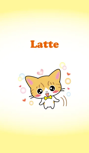 [LINE着せ替え] 茶白猫 Latteちゃん 黄色バージョンの画像1