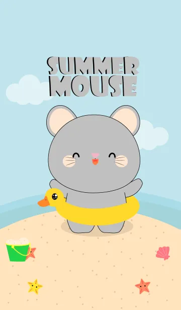 [LINE着せ替え] Summer Gray Mouse Theme (jp)の画像1