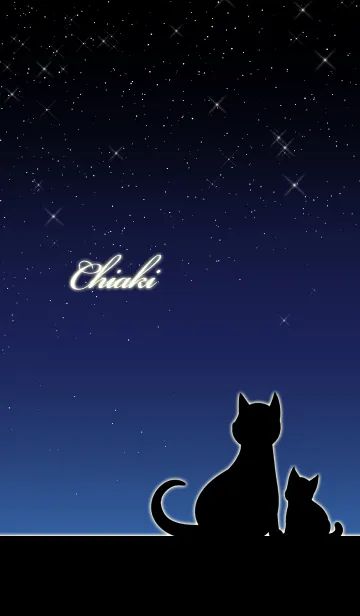 [LINE着せ替え] ちあき★猫の親子と夜空の画像1