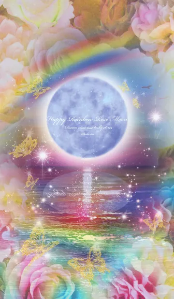 [LINE着せ替え] 幸運上昇 Happy Rainbow Rose Moonの画像1