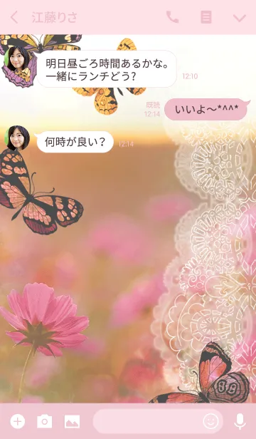 [LINE着せ替え] cosmos with butterflyの画像3