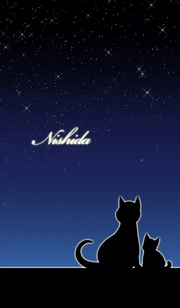 [LINE着せ替え] にしだ★猫の親子と夜空の画像1