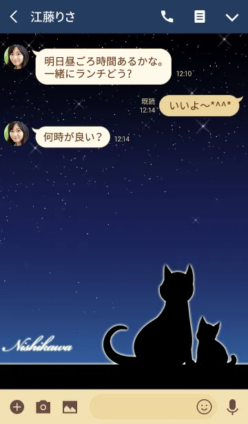 [LINE着せ替え] にしかわ★猫の親子と夜空の画像3