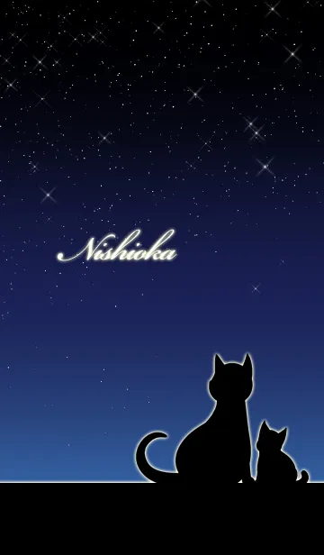 [LINE着せ替え] にしおか★猫の親子と夜空の画像1