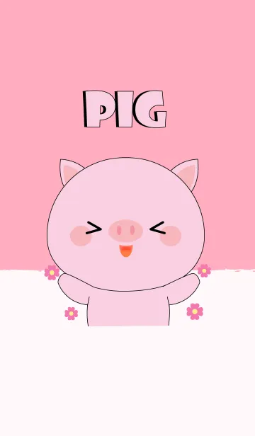 [LINE着せ替え] Big Head Cute Pig Theme (jp)の画像1