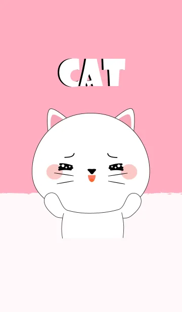 [LINE着せ替え] Big Head White Cat Theme (jp)の画像1