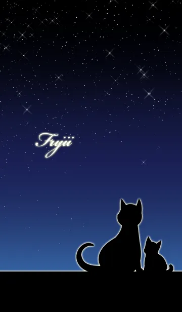 [LINE着せ替え] ふじい★猫の親子と夜空の画像1