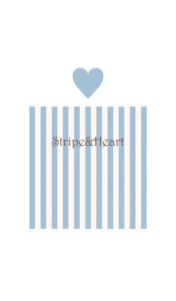 [LINE着せ替え] Stripe＆Heart - SmokyBlue+Beige -の画像1