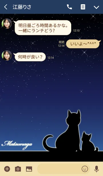[LINE着せ替え] まつなが★猫の親子と夜空の画像3