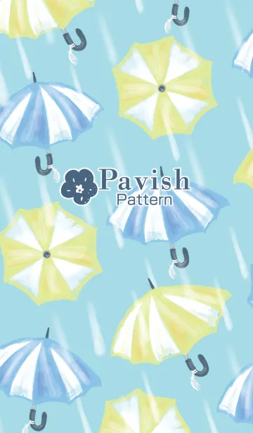 [LINE着せ替え] 明るい雨～傘と雨のパターン～の画像1