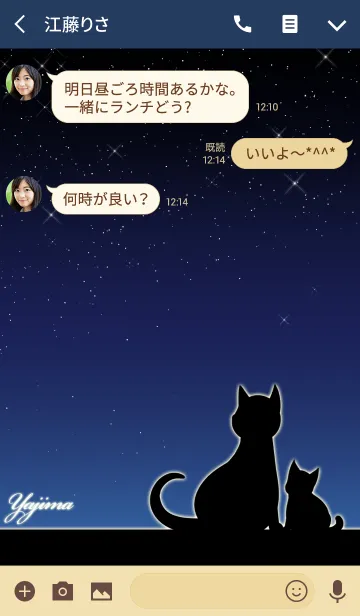 [LINE着せ替え] やじま★猫の親子と夜空の画像3