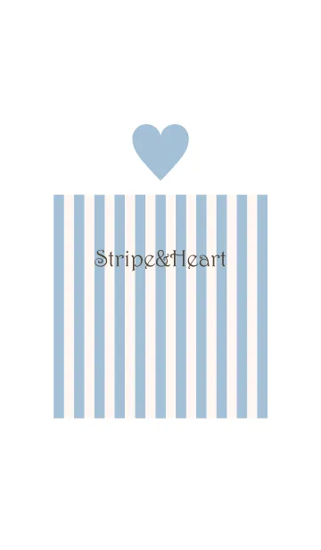 [LINE着せ替え] Stripe＆Heart - SmokyBlue+Beige 2 -の画像1