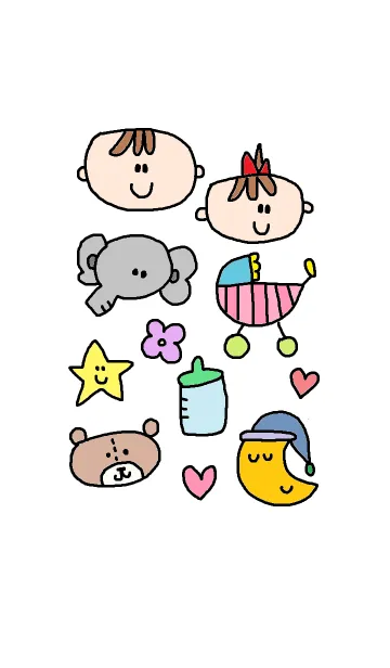 [LINE着せ替え] ハッピーベビーx ホワイトの画像1