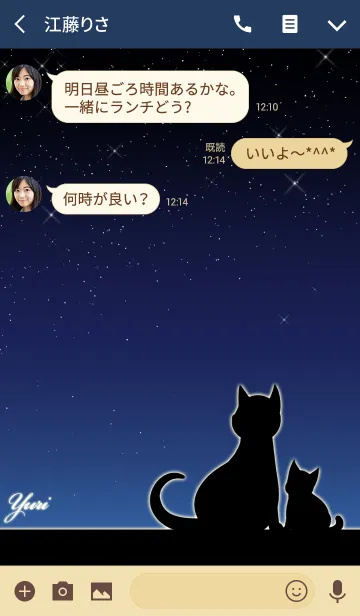 [LINE着せ替え] ゆり★猫の親子と夜空の画像3