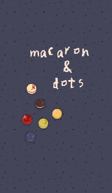 [LINE着せ替え] 水玉マカロン + 紺の画像1