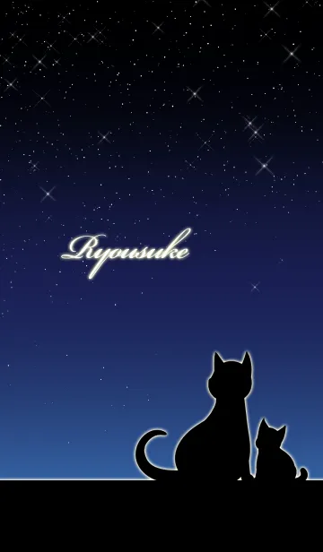 [LINE着せ替え] りょうすけ★猫の親子と夜空の画像1