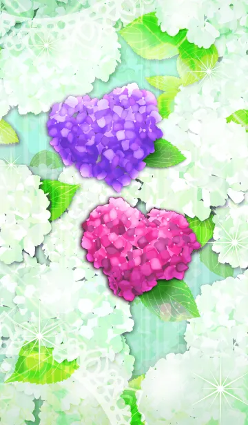[LINE着せ替え] 厄を祓い金運に恵まれる ハート紫陽花の画像1