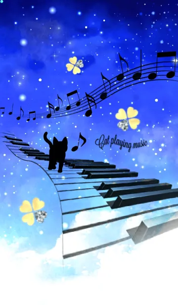 [LINE着せ替え] Cat Praying Music♪運気アップ♪2 #coolの画像1