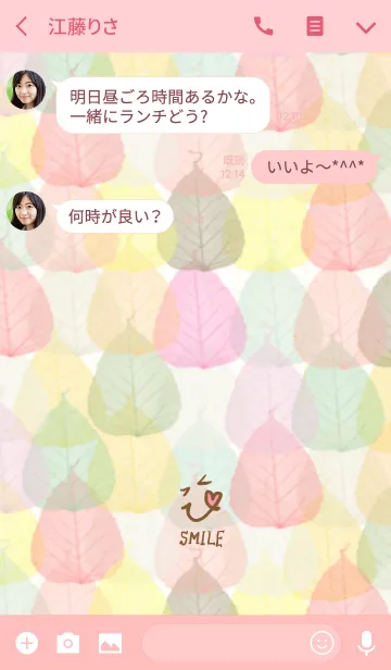 [LINE着せ替え] カラフル葉っぱ-スマイル9-の画像3