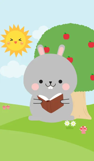 [LINE着せ替え] Lovely Gray Rabbit in nature Theme (jp)の画像1