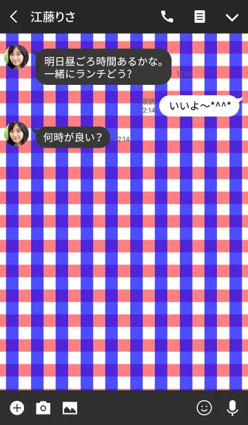 [LINE着せ替え] Gingham Check -Blue ＆ Red-の画像3