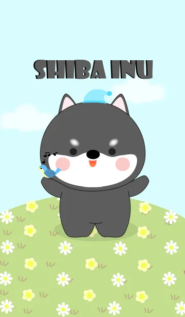 [LINE着せ替え] Love Cute Black Shiba Inu Dog (jp)の画像1