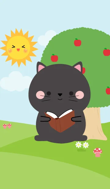 [LINE着せ替え] Lovely Black Cat in nature Theme (jp)の画像1