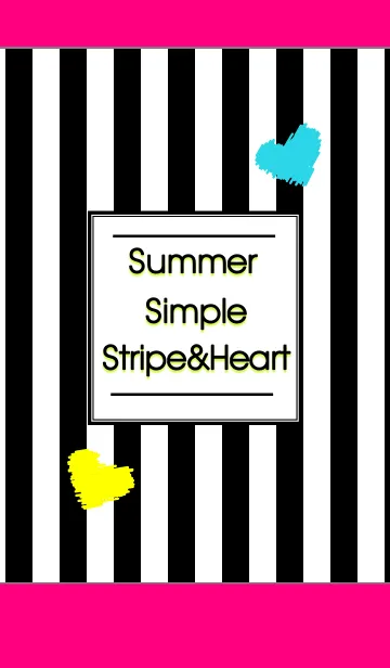 [LINE着せ替え] SummerSimpleStripe＆Heart Black＆Pink#popの画像1