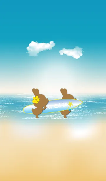 [LINE着せ替え] suntan rabbits and surfboard 4. #coolの画像1