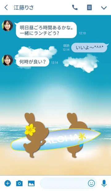 [LINE着せ替え] suntan rabbits and surfboard 4. #coolの画像3