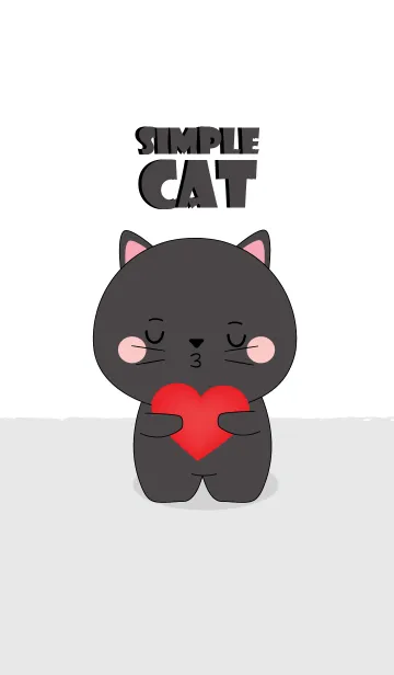 Simple Love Cute Black Cat (kp)の着せ替えメイン画像