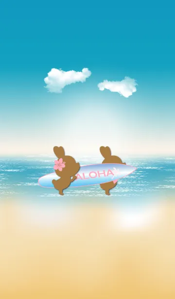 [LINE着せ替え] suntan rabbits and surfboard 5. #coolの画像1