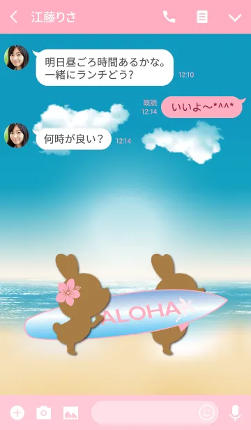 [LINE着せ替え] suntan rabbits and surfboard 5. #coolの画像3