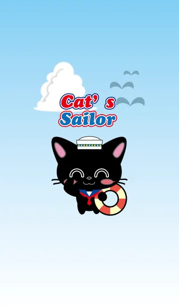 [LINE着せ替え] 猫の水兵さん 黒猫バージョン #popの画像1