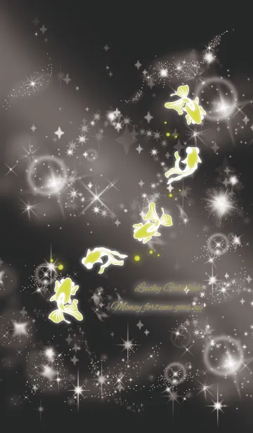 [LINE着せ替え] ブラック＆イエロー / 金運UPの金魚 #popの画像1