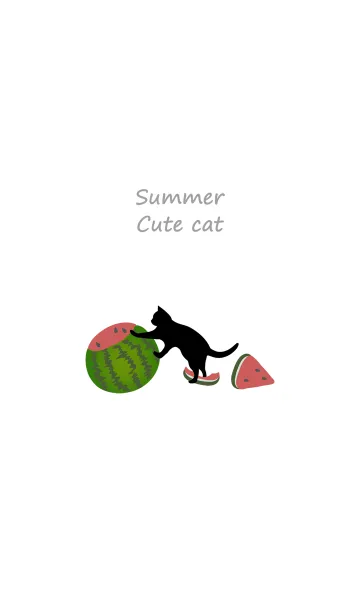 [LINE着せ替え] 黒猫の夏スイカの画像1