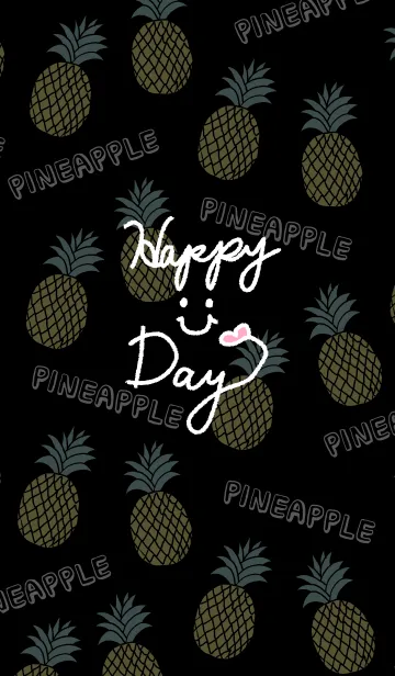 [LINE着せ替え] スマイル・パイナップル-黒19-の画像1