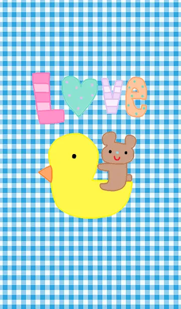 [LINE着せ替え] Bear and duck x blue checkの画像1