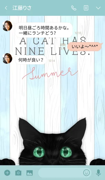 [LINE着せ替え] 大人爽やかなナチュラル黒猫 #coolの画像3