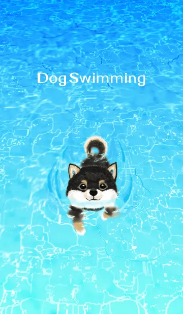 [LINE着せ替え] 泳ぐ犬 : 柴犬（黒柴）#coolの画像1