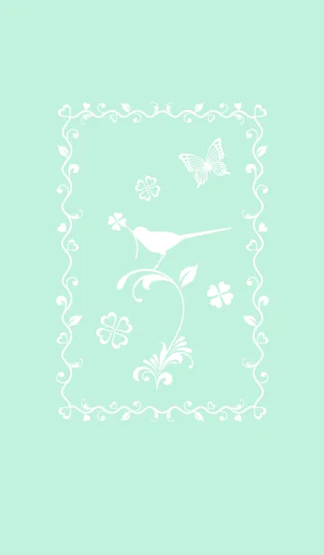 [LINE着せ替え] 小鳥と蝶々と四つ葉のクローバー☆彡の画像1