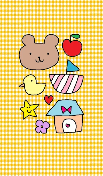 [LINE着せ替え] Bear x yellow checkの画像1