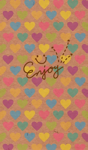 [LINE着せ替え] カラフルハートクラフト紙-スマイル21-の画像1