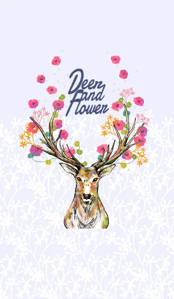 [LINE着せ替え] Deer and Flower .Purpleの画像1