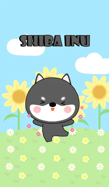 [LINE着せ替え] Happy Black Shiba Inu Land Theme (jp)の画像1
